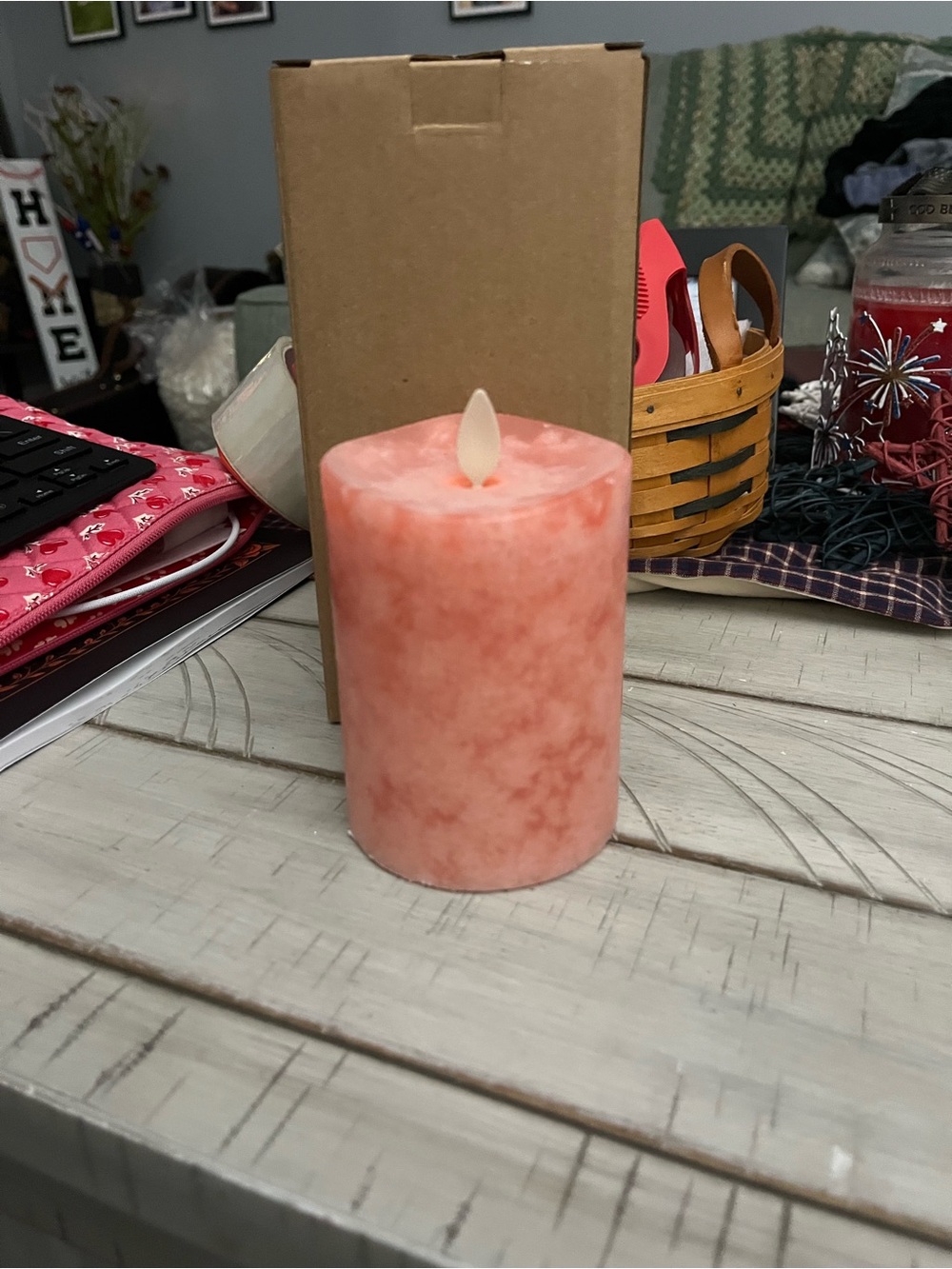 Luminara LED Decorative Pillar Candle - Coral Peach